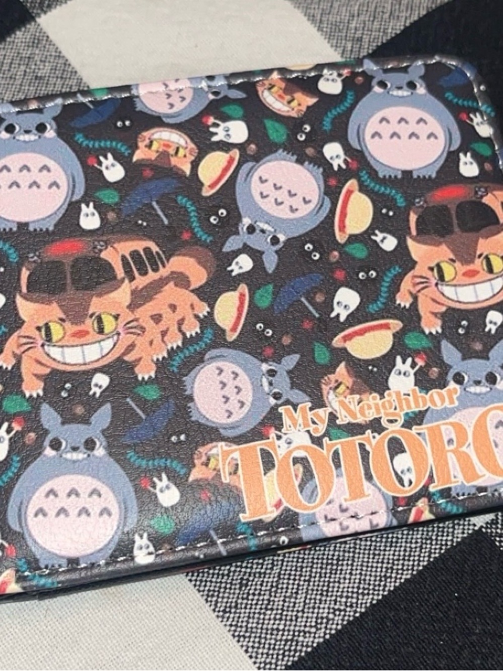 My Neighbor Totoro Patterned Men's Wallet in Black with Multicolor Accents